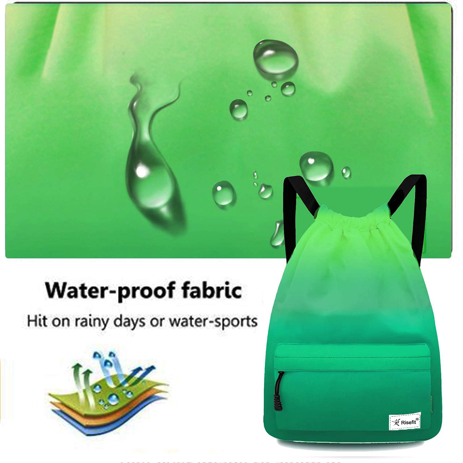 Waterproof Drawstring Backpack - Lightweight Gym Sackpack for Men & Women - Perfect for Sports, Beach, Travel & Outdoor Activities