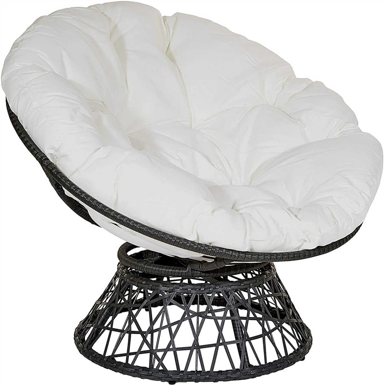 Premium Overstuffed Round Futon Seat Cushion - Soft Tatami Chair Pad for Indoor & Outdoor Use - Solid Color Papasan Footstool Cushion (Chair Not Included) - Perfect for Living Room, Patio, or Meditation Space