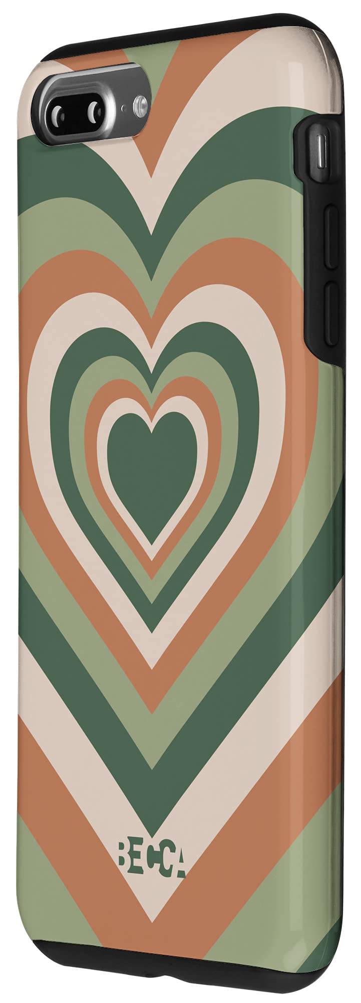 iPhone 7 Plus/8 Plus Sage Green Love Heart Coffee Latte Pattern Brown Phone Case - Stylish Protection for Coffee Lovers