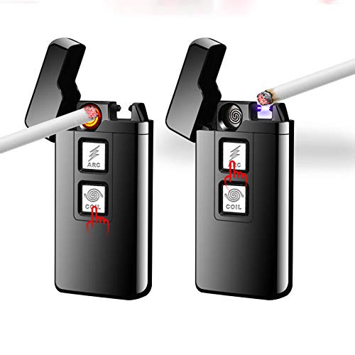 Windproof USB Rechargeable Plasma Arc Lighter - Black for Outdoor Camping