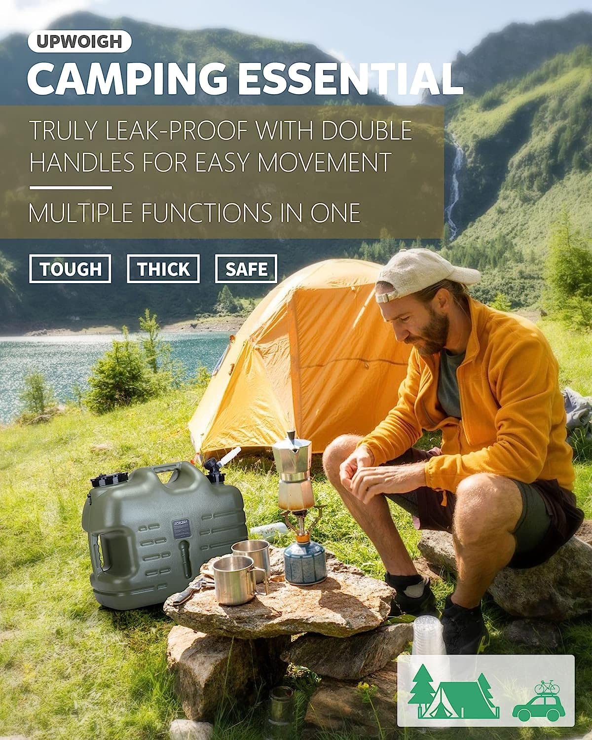 UPWOIGH 8.2 Gallon (31L) Portable Water Container - BPA Free, Leak-Proof Camping Water Jug for Outdoor Adventures, Emergency Water Storage | Perfect for Camping, Hiking, RV Trips & Disaster Preparedness