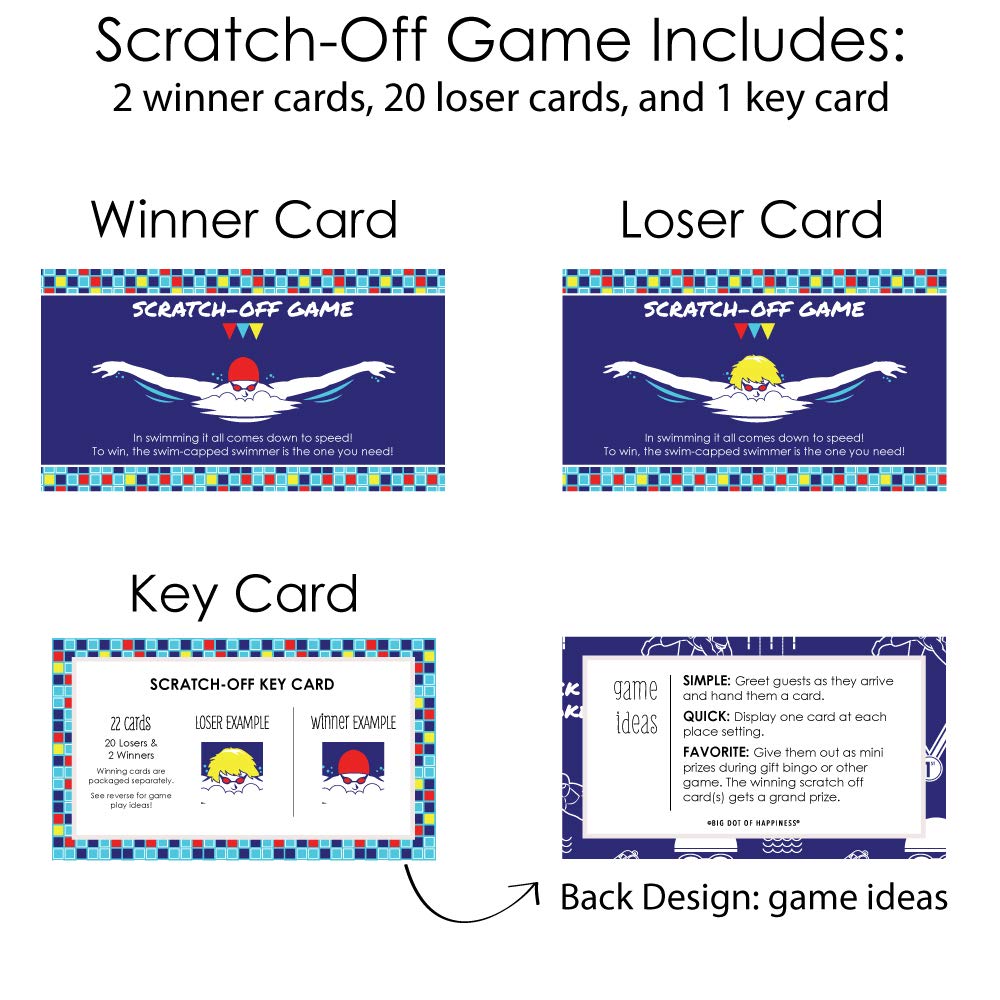 Big Dot of Happiness Making Waves Swim Team Scratch Off Cards - 22 Count for Swimming Party, Birthday Party Games & Team Celebrations | Fun Pool Party Activity & Sports Team Awards