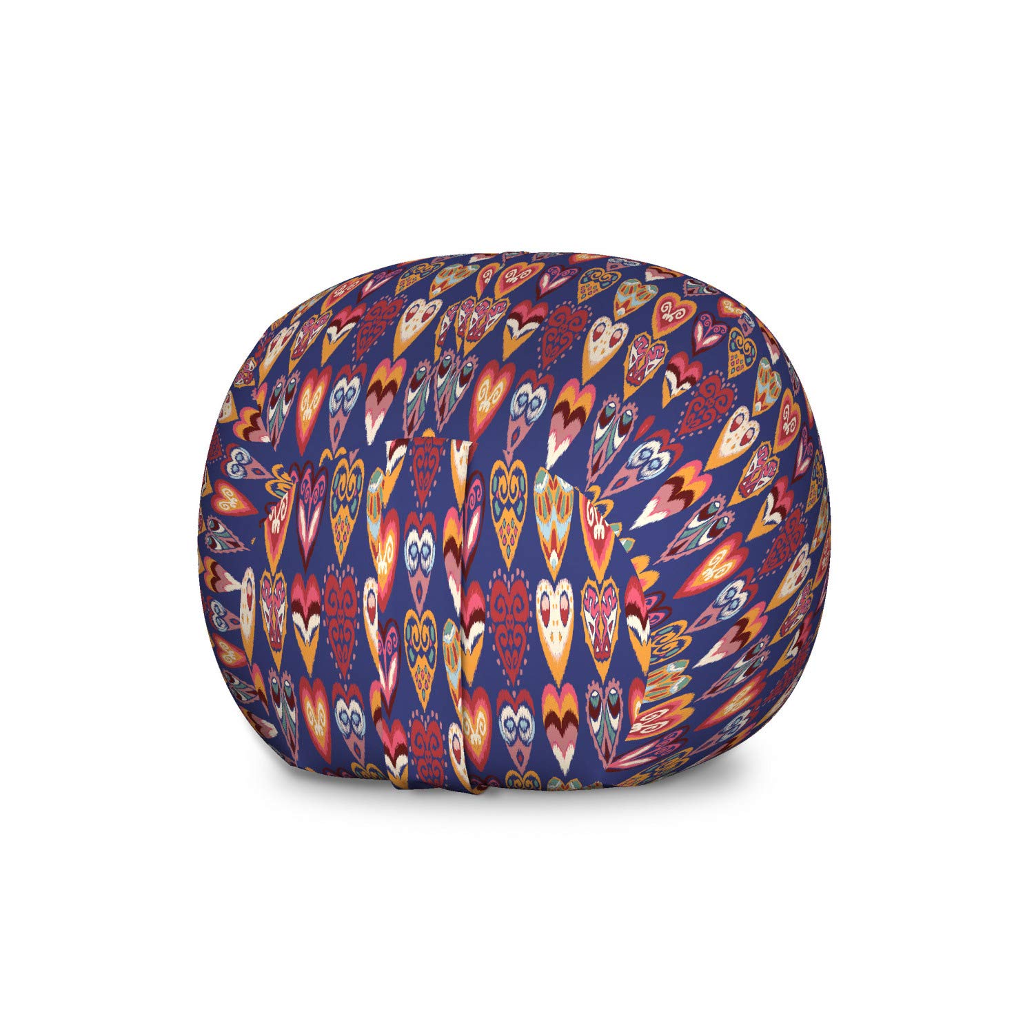 Ambesonne Folk Storage Toy Bag Chair - Large Washable Stuffed Animal Organizer with Valentine's Day Heart Pattern in Dark Lavender Multicolor | Perfect for Kids' Room Decor, Toy Storage & Cozy Seating