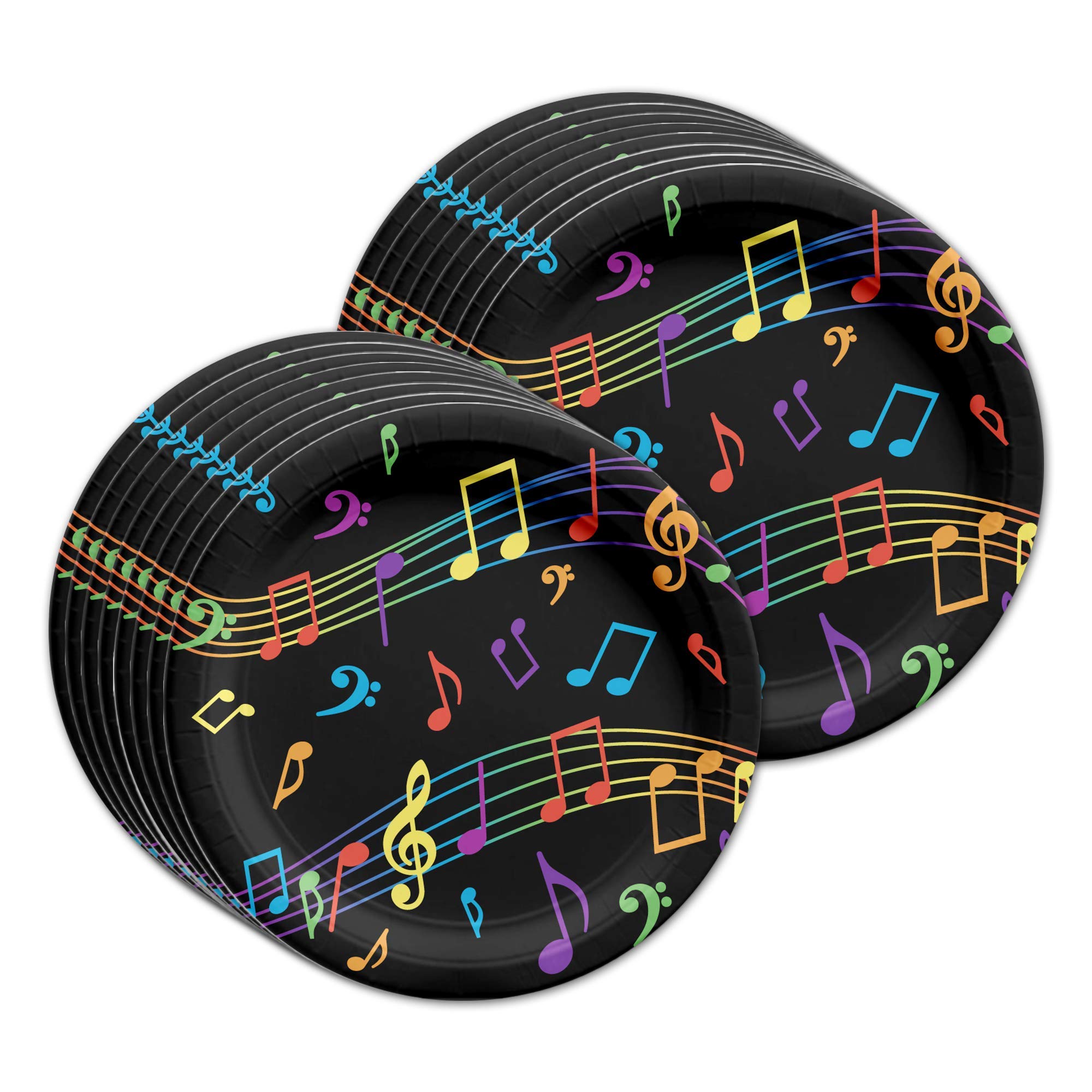 Vibrant Music Notes Themed Birthday Party Supplies Set - 16-Piece Tableware Kit with Plates, Napkins & Cups for Kids' Celebrations, Baby Showers & Themed Events