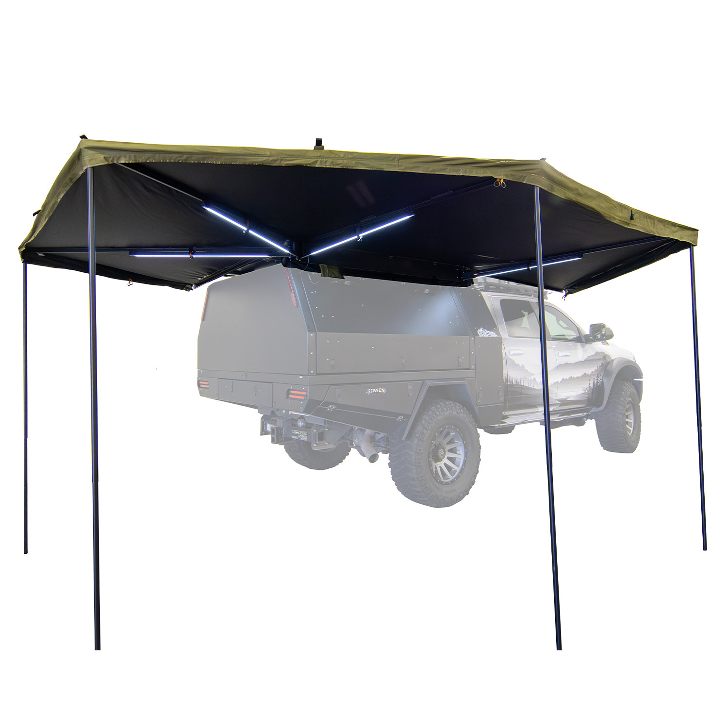 Peregrine PRO 6 Arm 270° RV Awning - Heavy Duty Outdoor Shade Canopy for Camping, Tailgating & Patio Protection