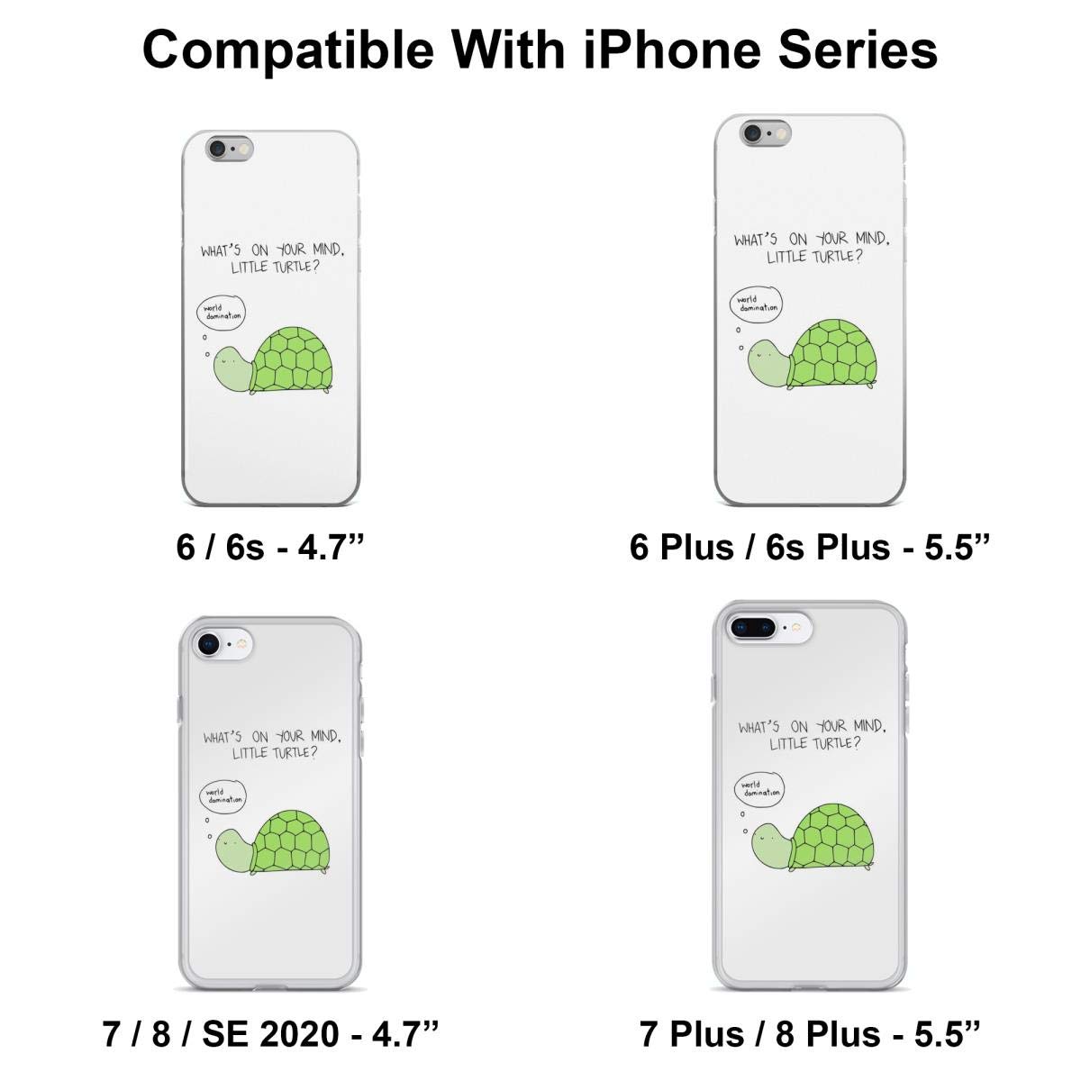 Turtle World Domination Clear Phone Case for iPhone 15 14 13 12 11 X Xs Xr 8 7 6 6s Plus Pro Max - Slim Protective Cover with Fun Turtle Design - Perfect for School, Work & Everyday Use