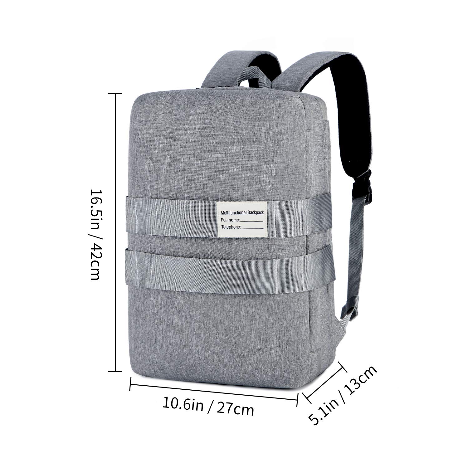 15.6 Inch Convertible Laptop Backpack for Men & Women - Large Capacity Oxford Cloth Multi-Functional Shoulder Messenger Bag - Business Travel, Commuting & Daily Use (Gray)