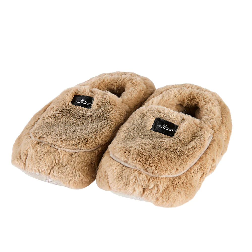 Cozy Body Luxury Latte Microwavable Slippers - Warm & Soft Microwaveable Booties for Women & Men - Perfect for Winter, Home, Office & Gift Giving