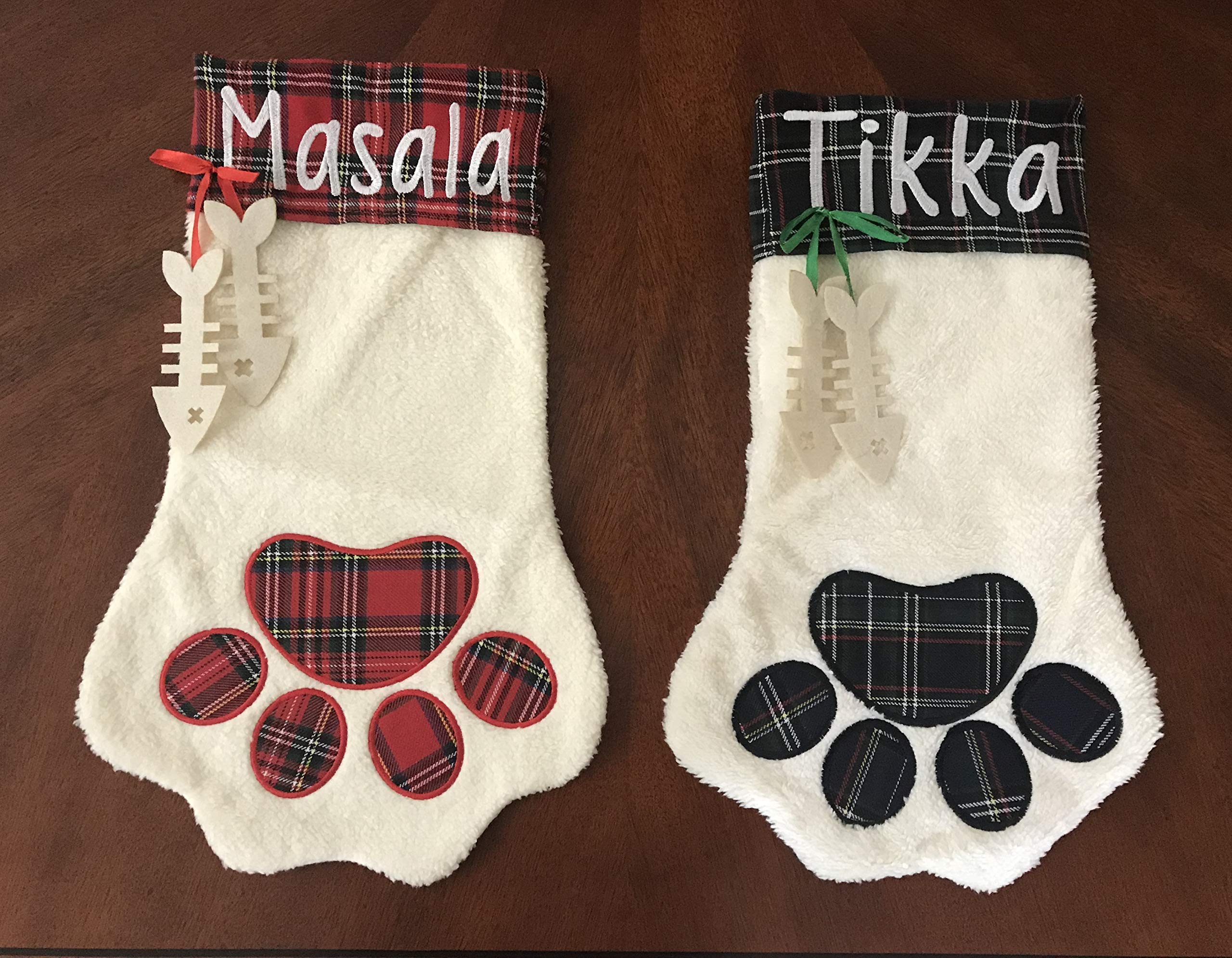 Personalized Pet Christmas Stocking for Dogs & Cats - Custom Paw Print & Paw Shaped Holiday Stocking - Perfect for Pet Lovers' Christmas Decor & Gift Giving
