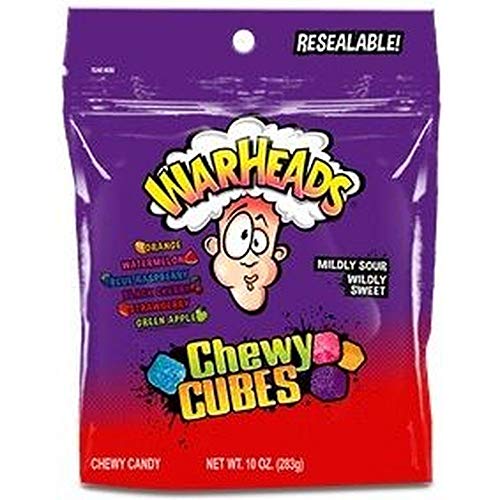 Warheads Sour Chewy Cubes Candy - 10oz Resealable Stand-Up Bag (Pack of 12) | Bulk Sour Candy for Parties, Halloween Treats & Office Snacks