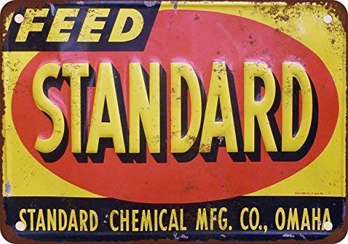 Vintage Standard Chemical Feed Metal Tin Sign - 8x12 Inches Retro Wall Decor for Home, Bar, Garage & Man Cave