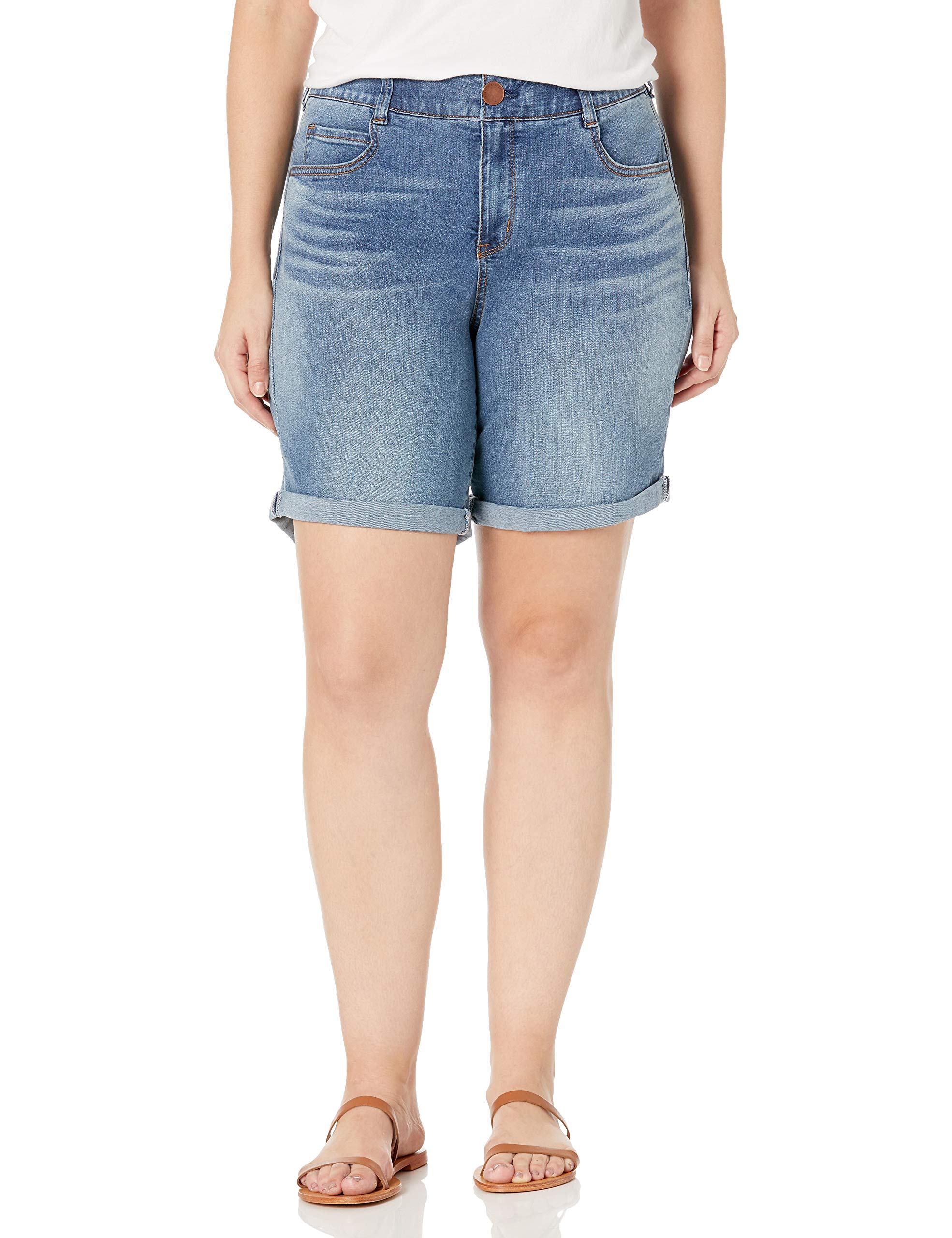 Vintage American Blues Women's High-Waist Bermuda Shorts - Slimming Body Sculpt Denim Shorts for Casual Wear & Summer Outfits
