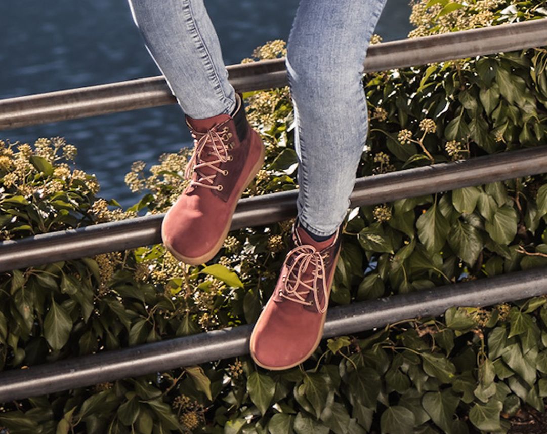 Barefoot Boots for Women - Be Lenka Nevada Neo Burgundy Minimalist Shoes | Comfortable & Lightweight for Walking, Hiking & Everyday Wear