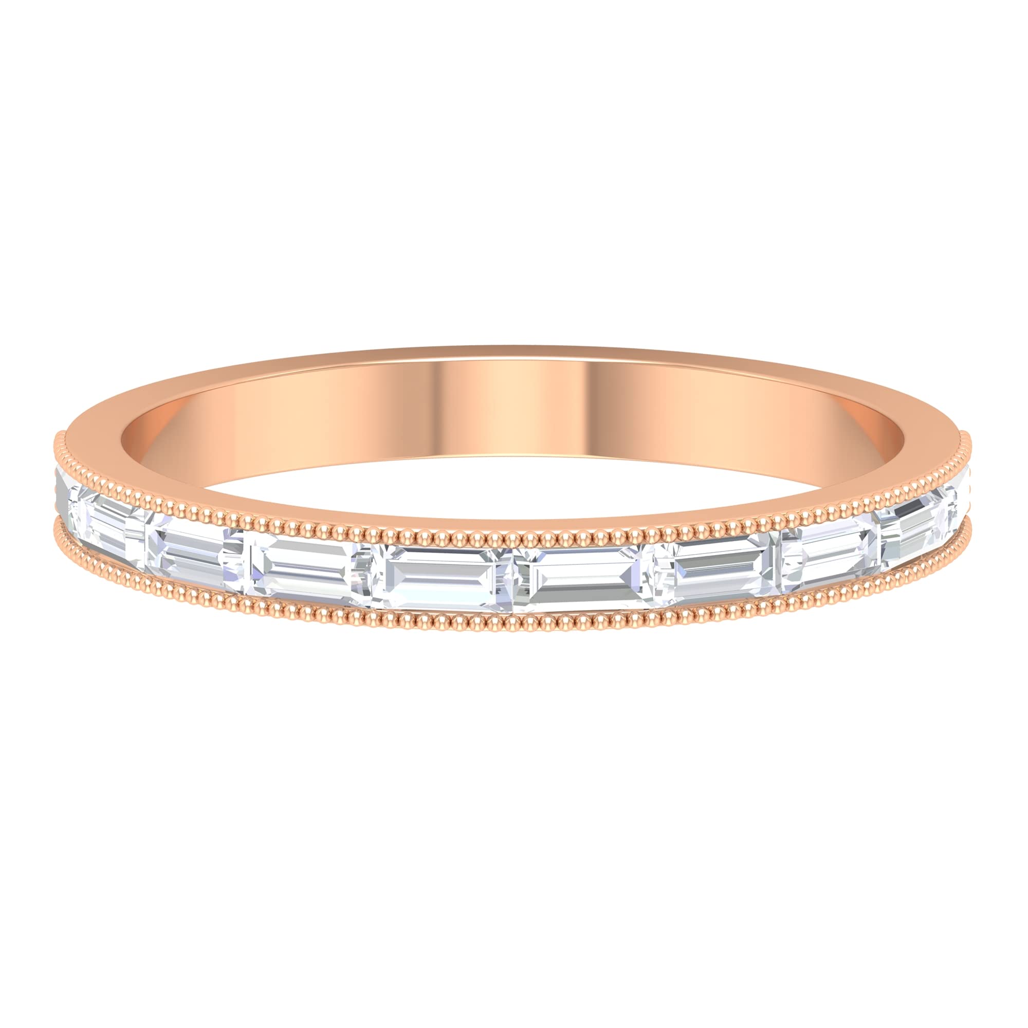 1/4 CT Moissanite Half Eternity Ring - 14K Solid Gold Moissanite Beaded Wedding Band for Women - Perfect for Engagement, Anniversary & Everyday Wear