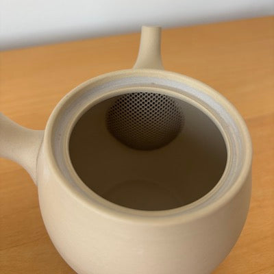 Premium Tokoname White Smoke Kyusu Teapot - Handcrafted Japanese Ceramic Round Teapot for Green Tea, Oolong & Herbal Tea Brewing - Perfect for Home, Office & Tea Ceremonies