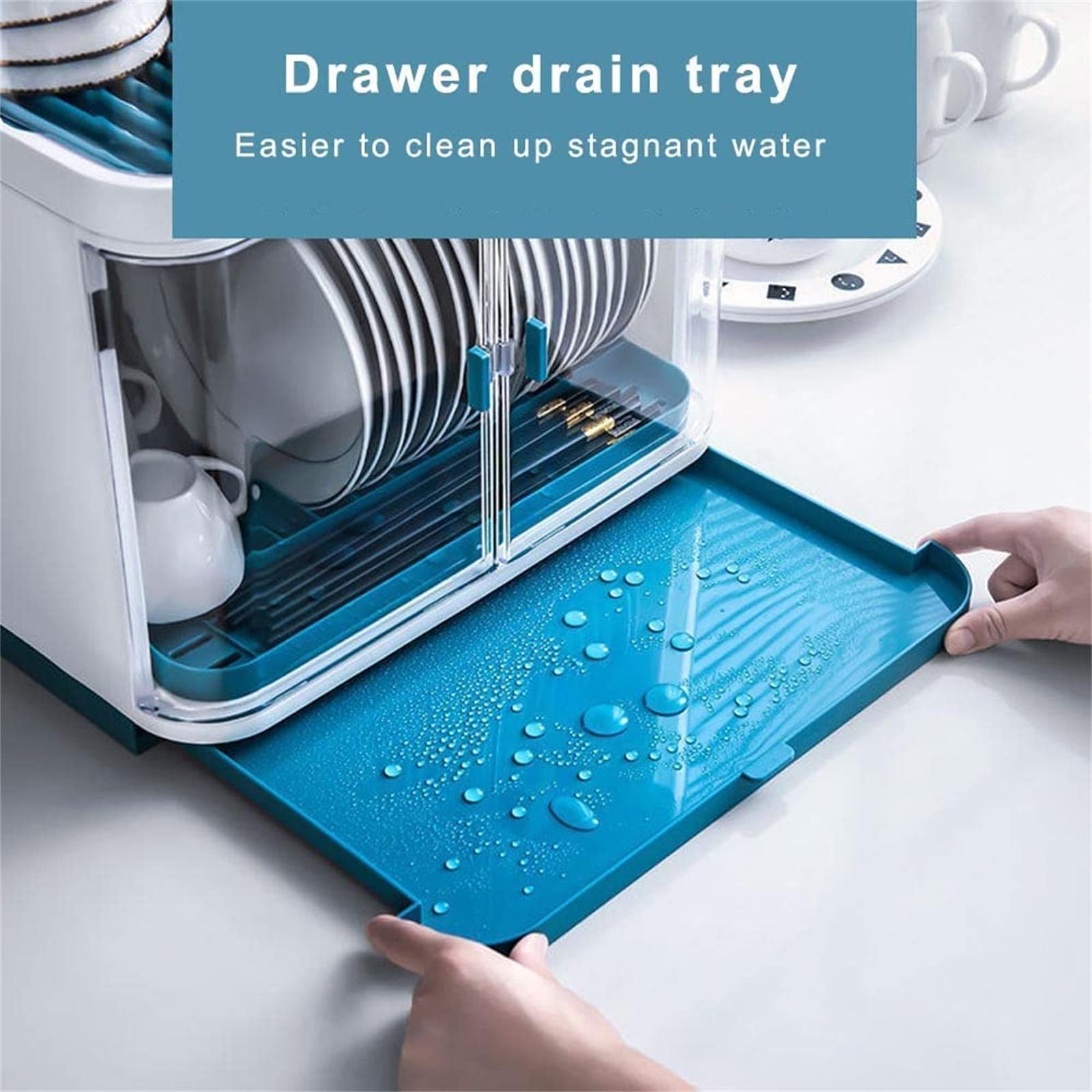 2-Tier Dish Drying Rack with Drain Board & Transparent Dust Cover - Space Saving Kitchen Organizer for Plates, Cups, Utensils - Perfect for Small Kitchens, Apartments & RVs