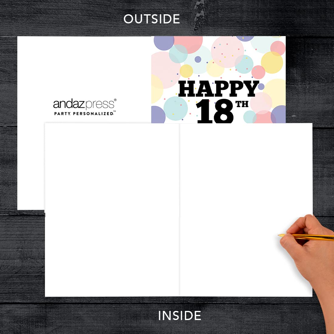 Jumbo Happy Birthday Card with Envelope - Pastel Confetti 18th Birthday Greeting Card for Girls, Daughter, Granddaughter | 8.5