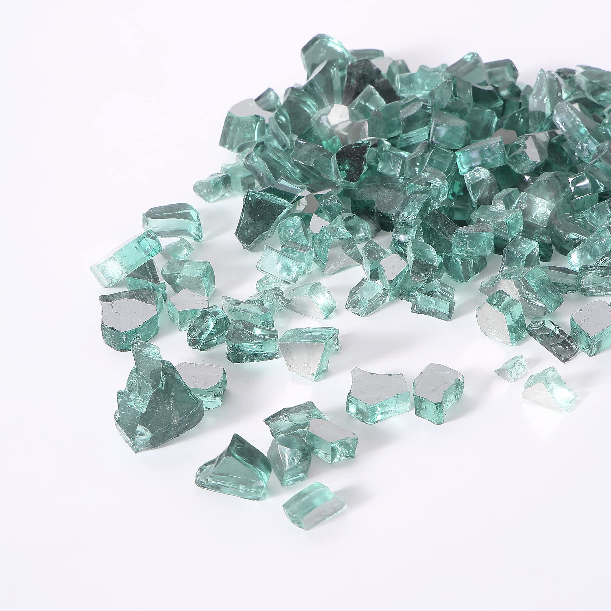 Empava 10 lbs. 1/2 Inch Reflective Tempered Glass for Gas Fire Pit - Radiant Jade Green - Perfect for Outdoor Patio, Backyard, and Fireplace Decor