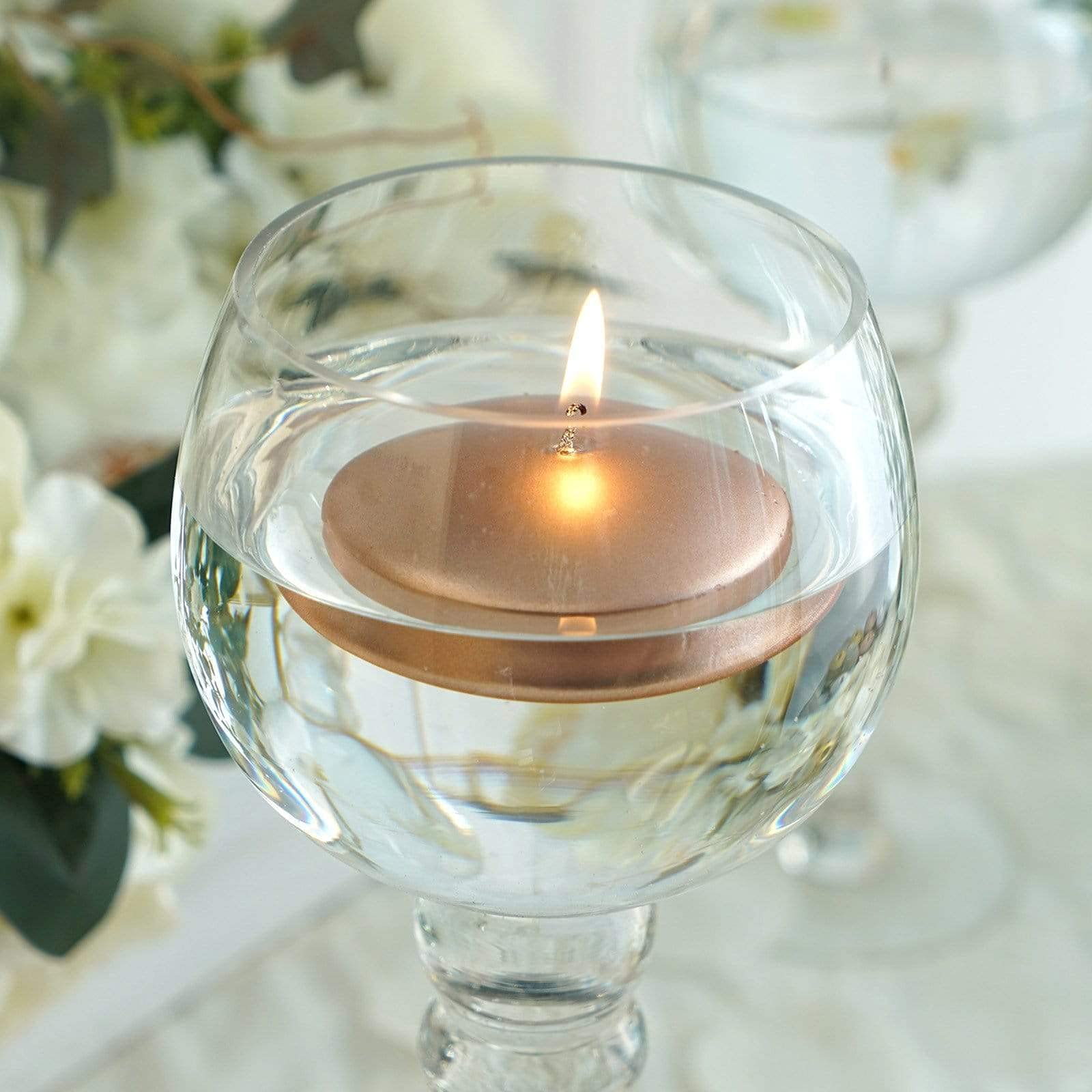 4-Pack Balsa Wood Floating Candles - 3 Inch Round Unscented Discs in Rose Gold for Wedding Decor, Centerpieces & Romantic Ambiance