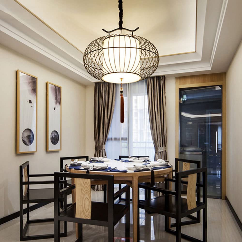 Modern LED Chandelier - Creative Iron Birdcage Pendant Light with Fabric Shade for Dining Room, Bedroom or Bar Decor | Energy Efficient Ceiling Lighting Fixture | Perfect for Restaurant, Cafe and Home Decoration