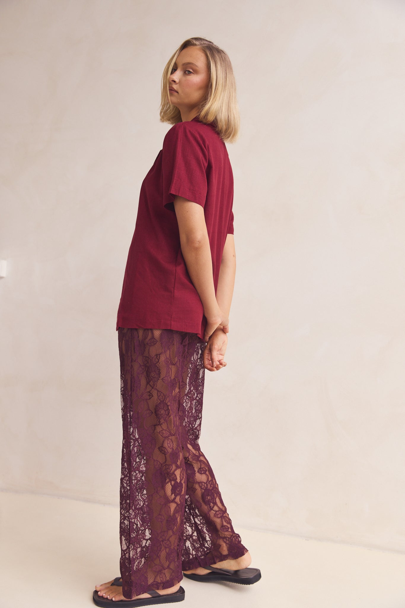 Mirabelle Women's Burgundy Casual Shirt - Stylish & Comfortable Blouse for Work, Office, and Everyday Wear