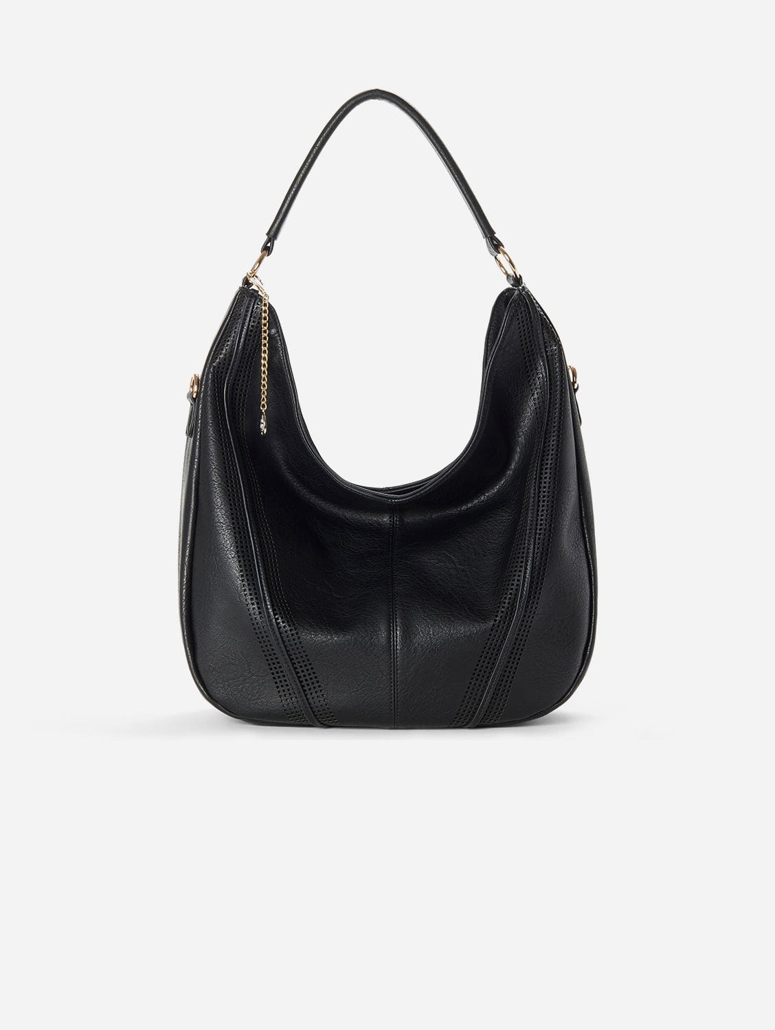 Savannah Vegan Leather Perforated Hobo Bag for Women - Stylish Black Crossbody Purse for Work, Travel & Everyday Use