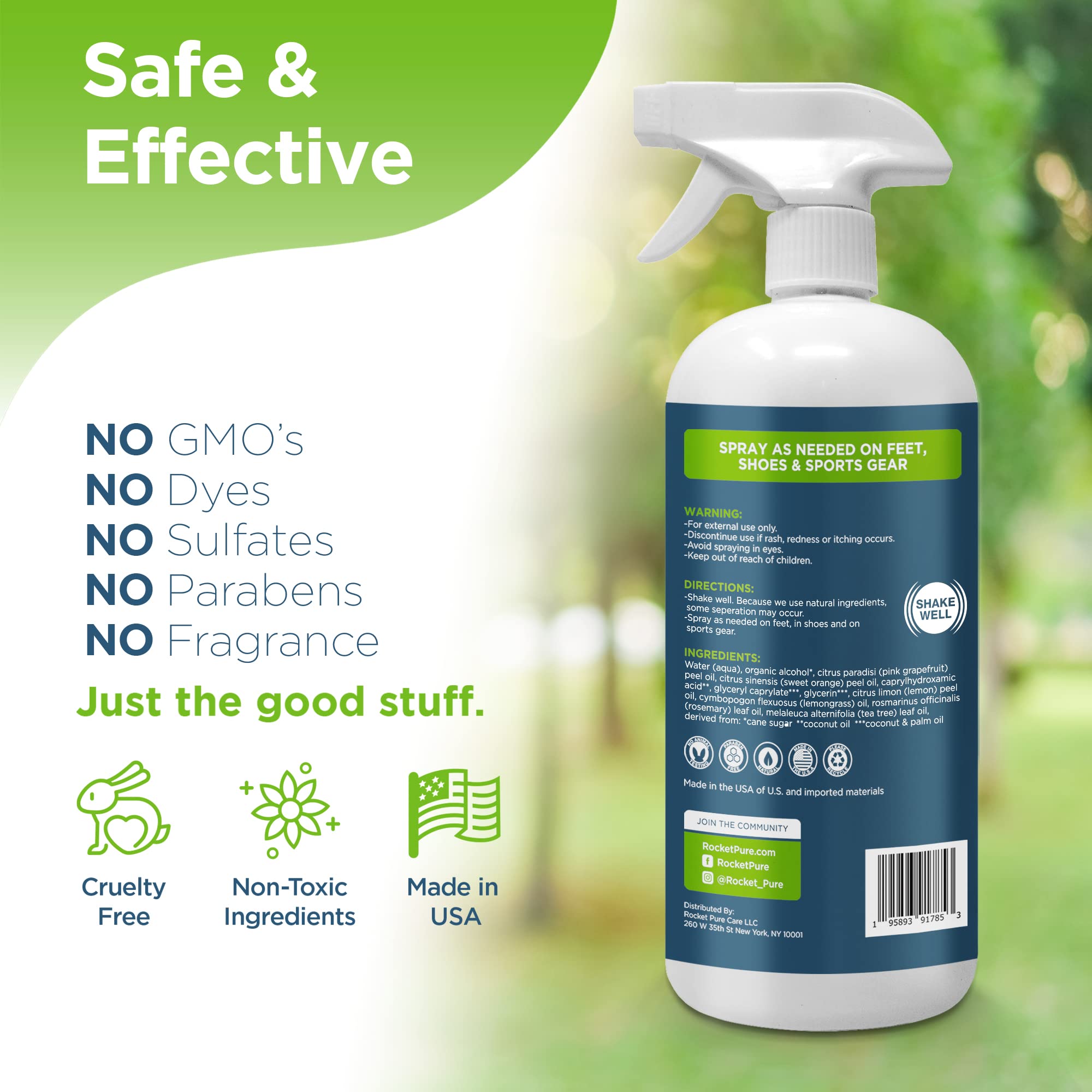 Natural Odor Eliminator Spray for Shoes & Feet - Essential Oil Based Deodorizer for Footwear, Sports Gear & Gym Bags - Controls & Prevents Odors - Made in USA (Lemon Scent, 32oz) - Perfect for Athletes, Travelers & Active Lifestyles