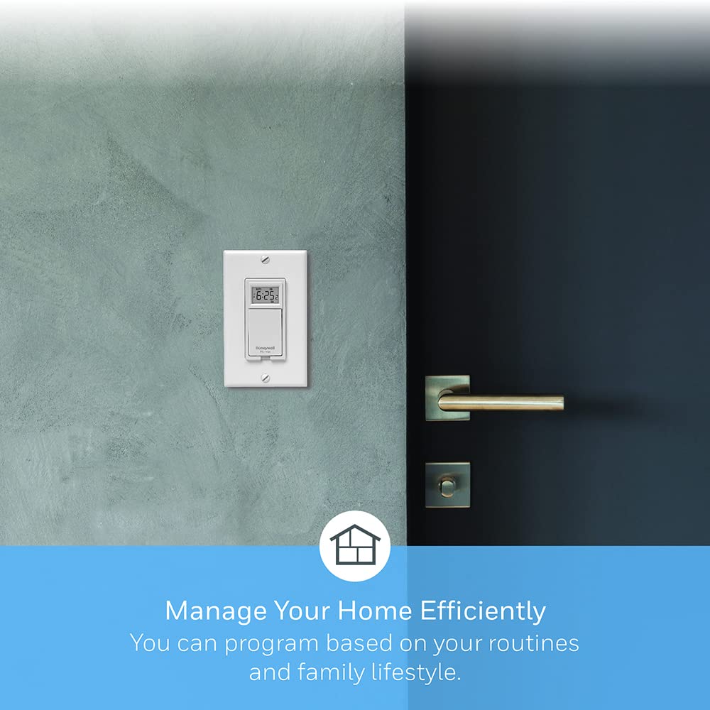 Honeywell Home RPLS730B1000 7-Day Programmable Light Switch Timer - White | Smart Lighting Control for Indoor & Outdoor Lights | Perfect for Home, Office, and Vacation Security