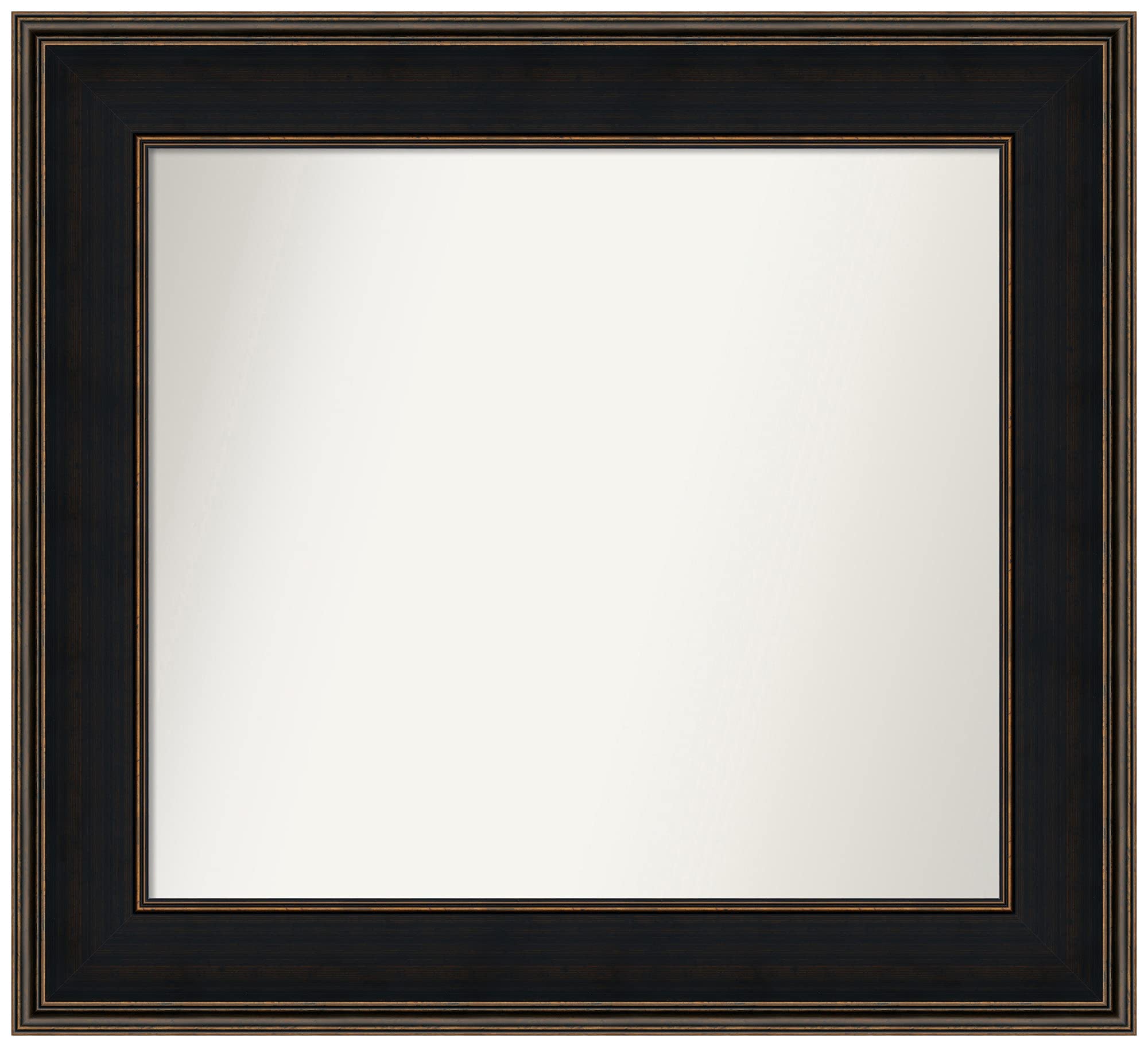 Amanti Art Non-Beveled Custom Wall Mirror - 30.5 x 33.5 Inches, Mezzanine Espresso Frame - Bathroom, Living Room, Bedroom Decor - Black & Brown Finish - Various Custom Sizes Available