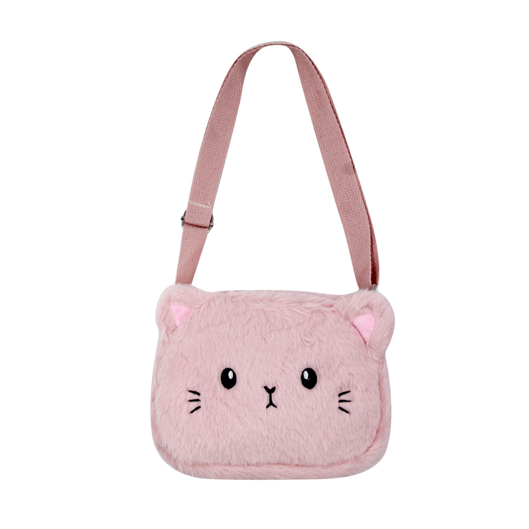 Adorable Pink Fluffy Cat Crossbody Bag for Women - Small Plush Shoulder Purse, Kawaii Animal Messenger Satchel - Perfect for Casual Outings, Shopping & Travel
