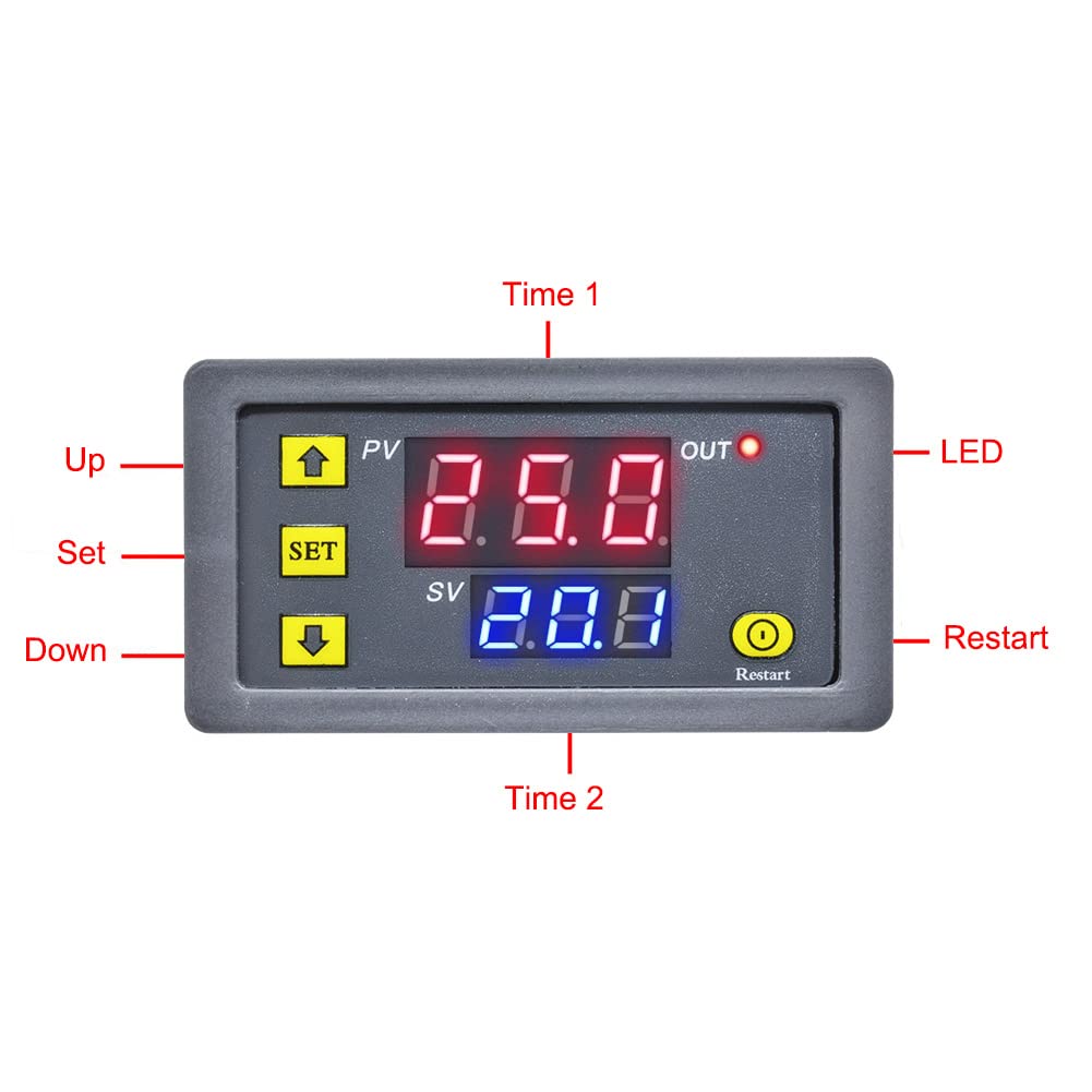 ShangHJ Programmable Digital Timer Relay Module - AC 110-220V, 10A 1500W, ON/OFF Cycle Timer Switch with LED Display (2-Pack, Green/Red) - Perfect for Home Automation, Lighting Control & Appliance Scheduling
