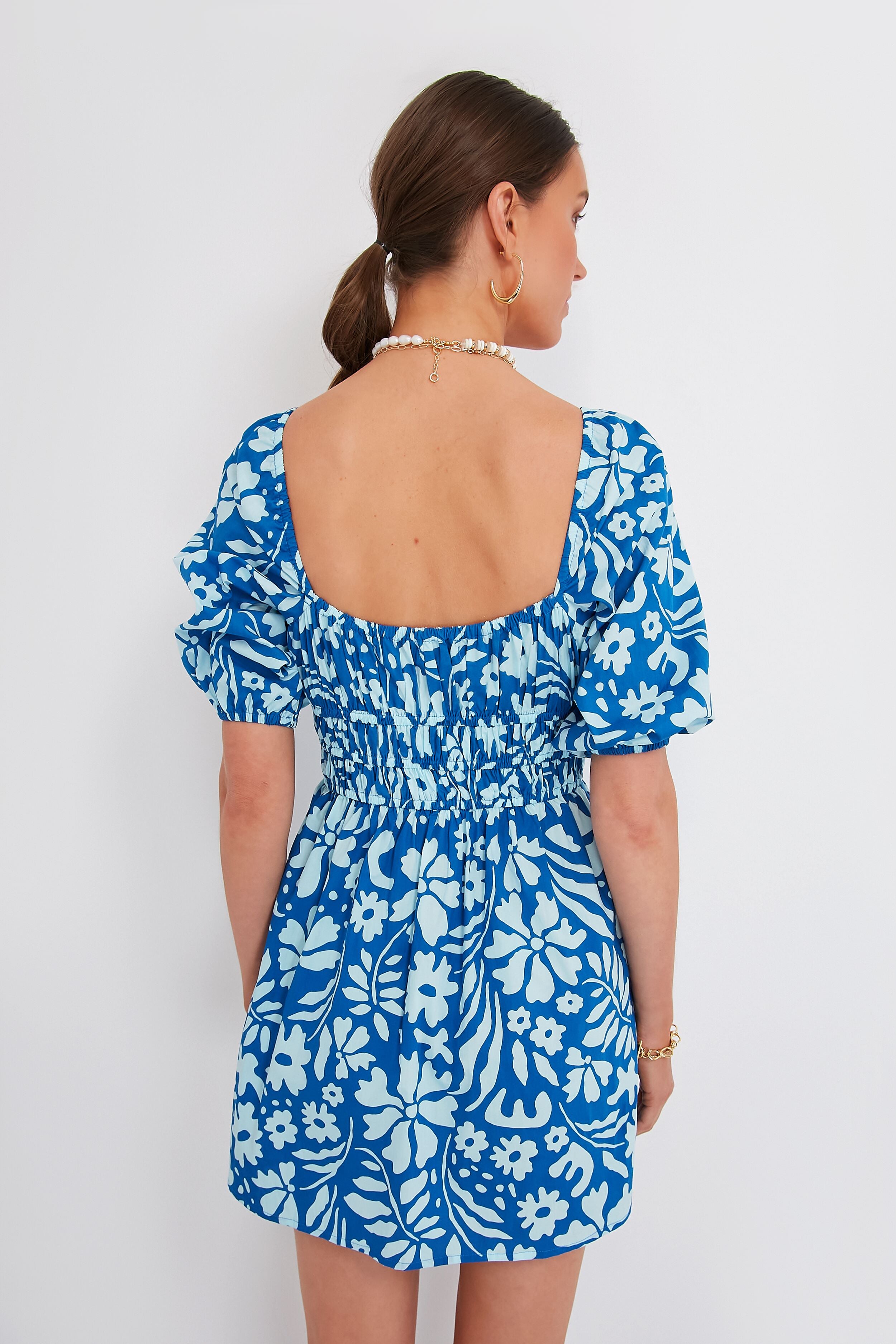 Blue Sidra Floral Marinelli Mini Dress - Women's Summer Floral Print Short Dress for Beach, Party & Casual Wear | Perfect for Vacation, Date Night & Outdoor Events