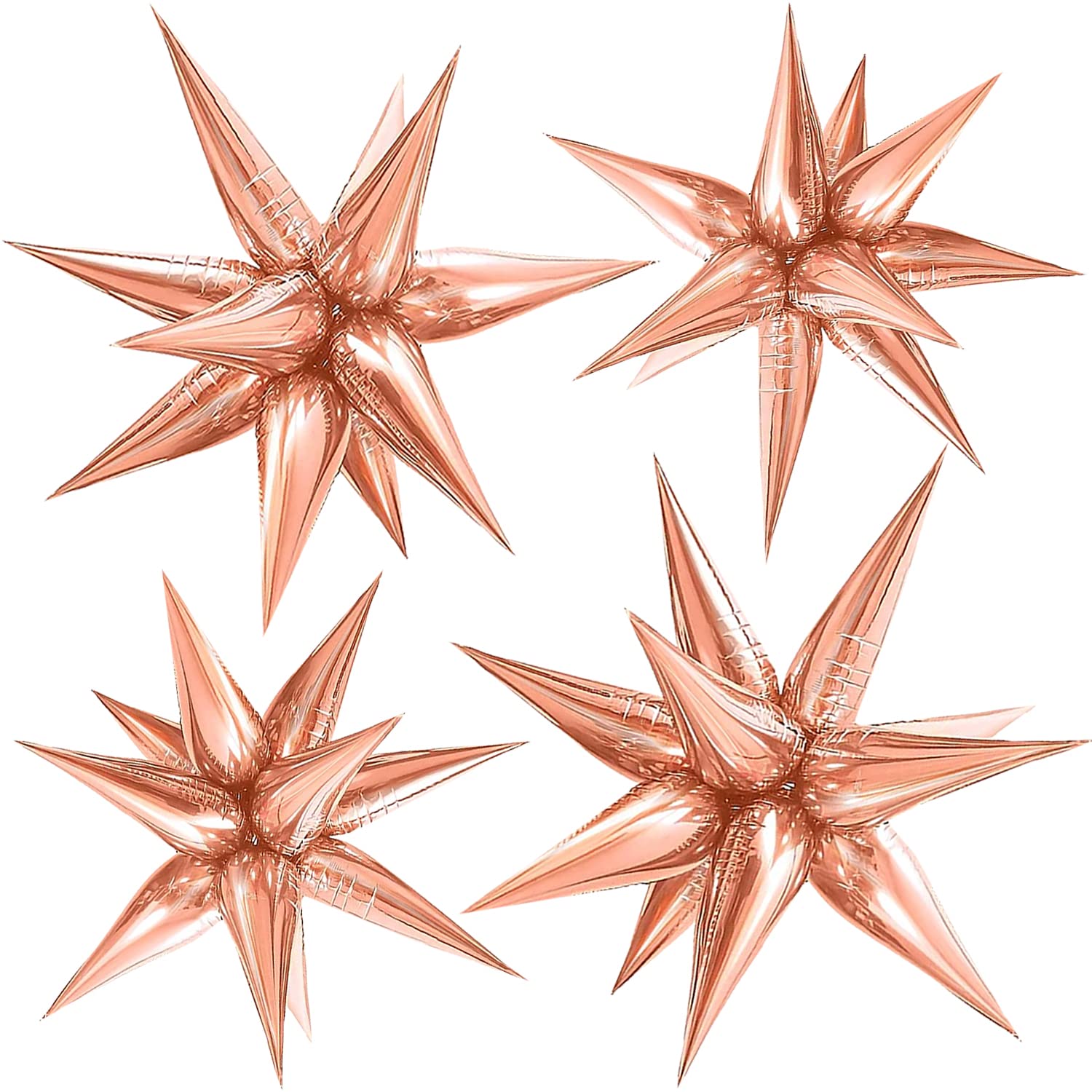 50Pcs Rose Gold Metallic Star Balloons - Foil Starburst Balloons for Birthday, Graduation, Christmas Decorations & Party Events - Perfect for Photo Backdrops, Ceiling Decor, and Festive Celebrations