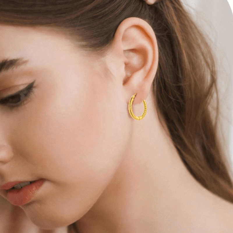 Golden Dome Texture Medium Hoop Earrings for Women - Trendy Boho Chic Jewelry - Perfect for Everyday Wear, Parties & Special Occasions
