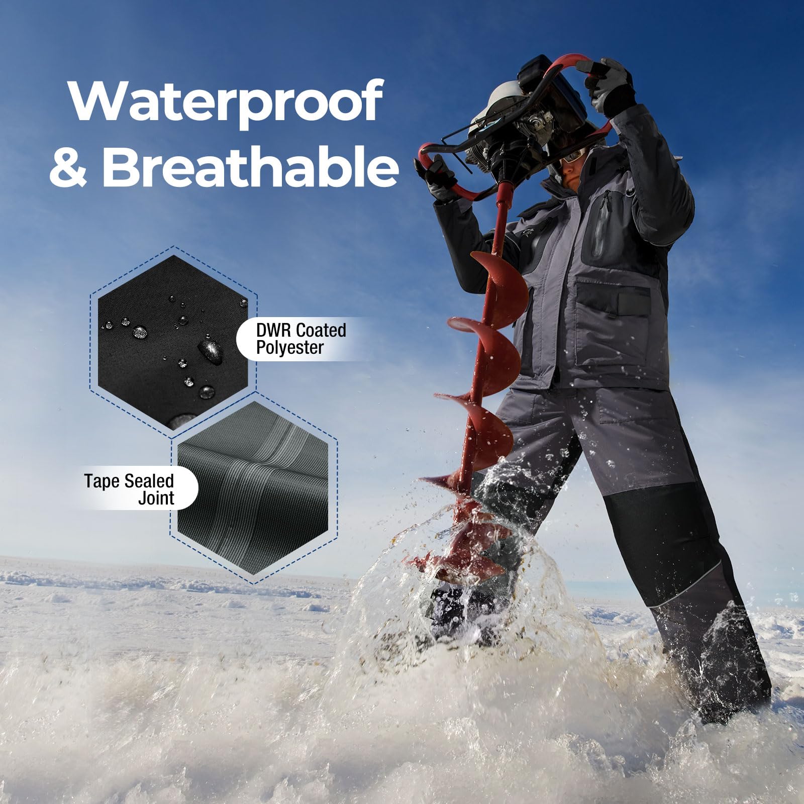 Piscifun Ice Fishing Bibs with Floating Technology - Waterproof Insulated Winter Fishing Overalls for Men & Women | Perfect for Ice Fishing, Snowmobiling & Cold Weather Outdoor Activities