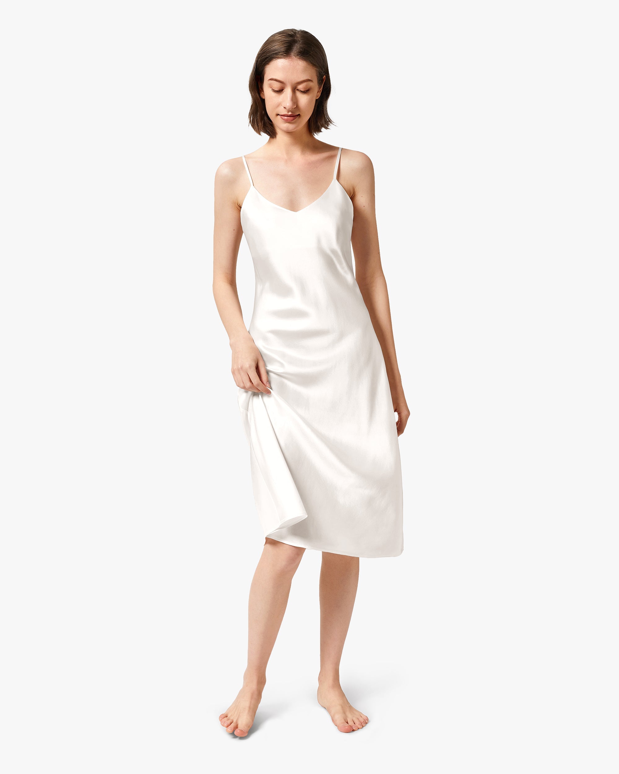 Classic Silk Nightgown for Women - Pea Green | Comfortable Sleepwear for Relaxing at Home & Luxury Loungewear