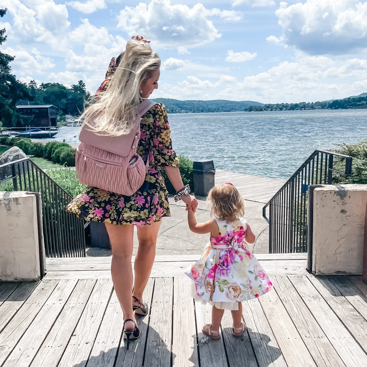 Large Waterproof Diaper Backpack with Changing Pad & Stroller Straps - Spacious Multifunctional Baby Travel Bag for Moms (Blush Pink) | Perfect for Daycare, Outings & Family Trips