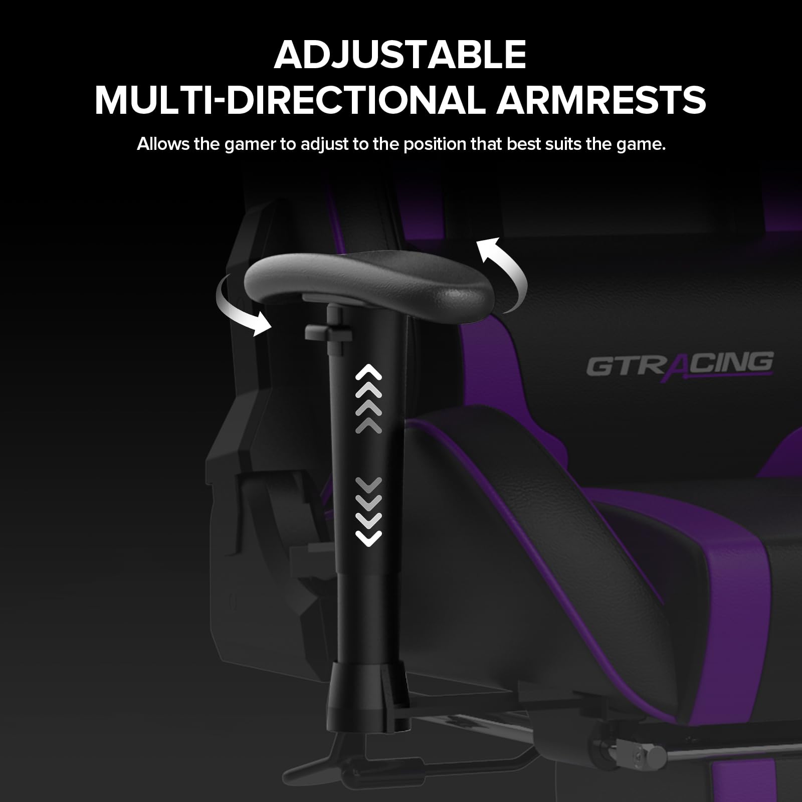 GTRACING Ergonomic Gaming Chair with Built-in Speakers & Footrest - Heavy Duty Office Computer Desk Chair for Gamers, Purple - Perfect for Gaming, Streaming & Home Office Use