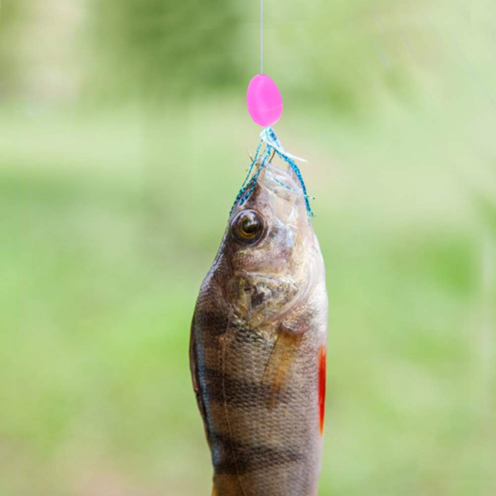 Demeras Glow in the Dark Fishing Lures - Oval Shaped Plastic Fishing Beads Tackle (3 Sizes, 5 Colors) for Bass, Trout & Saltwater Fishing - Perfect for Night Fishing & Deep Water Angling