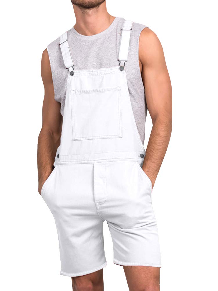 Runcati Men's Casual Bib Overalls - Lightweight Cotton Denim Jumpsuit with Pockets, Loose Fit Romper for Outdoor Work & Summer Activities