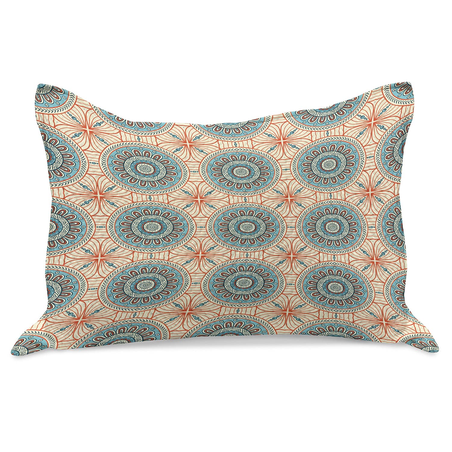 Lunarable Tribal Knitted Quilt Pillow Cover - Abstract Flower Pattern Print - Standard Queen Size 30