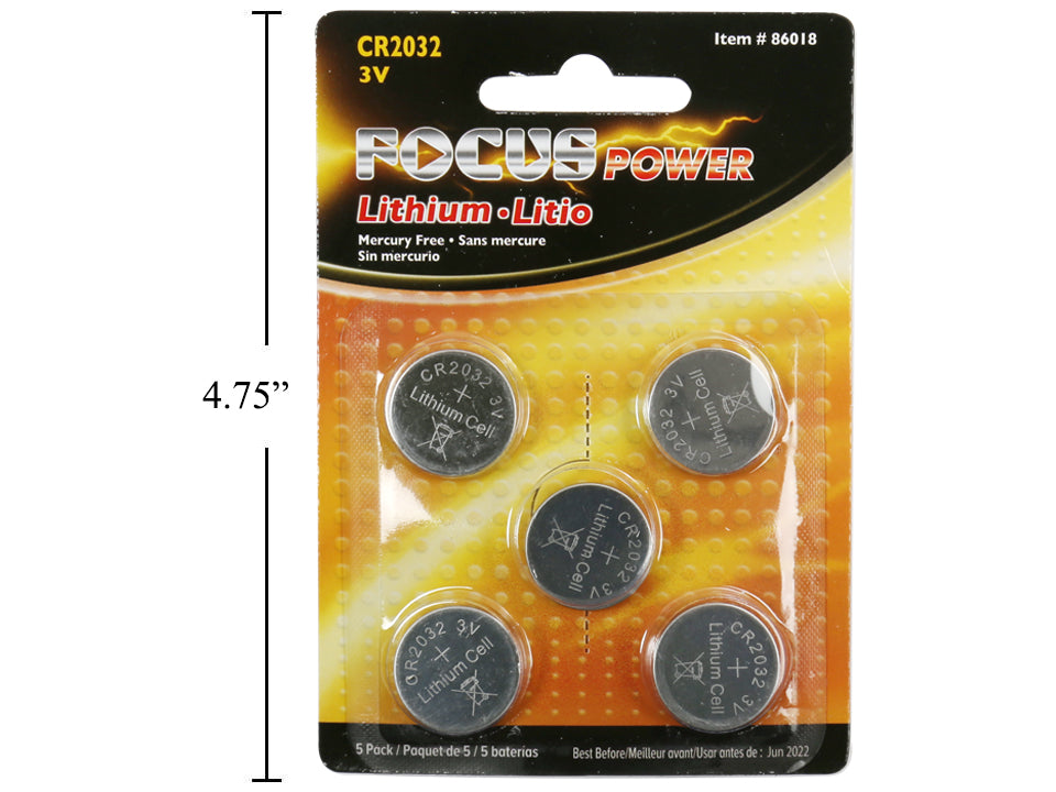 FOCUS ELECTRONICS 5 Pack CR2302 3V Lithium Batteries - Long Lasting Power for Watches, Calculators & Key Fobs (Model 86018)