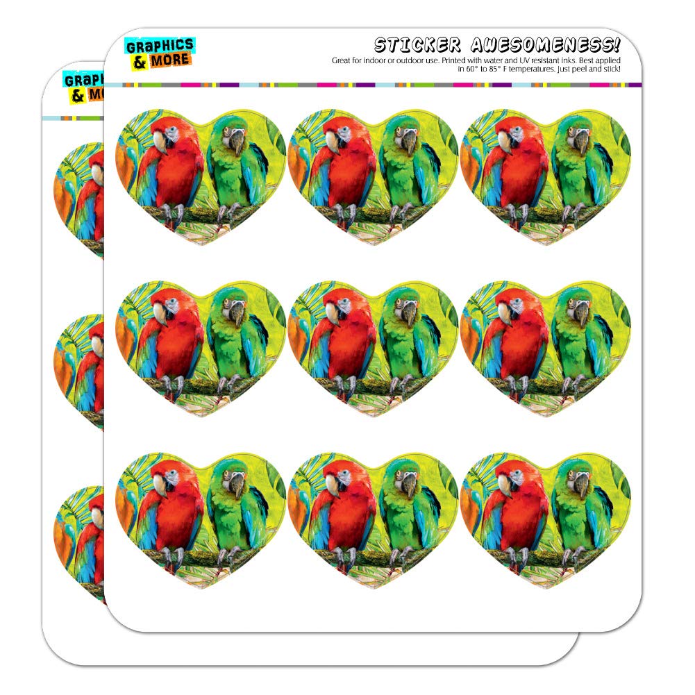 Vibrant Tropical Rainforest Parrot Heart-Shaped Planner Stickers - Scrapbooking, Bullet Journal, DIY Crafts - Perfect for Planners, Calendars, Journals & Scrapbooks