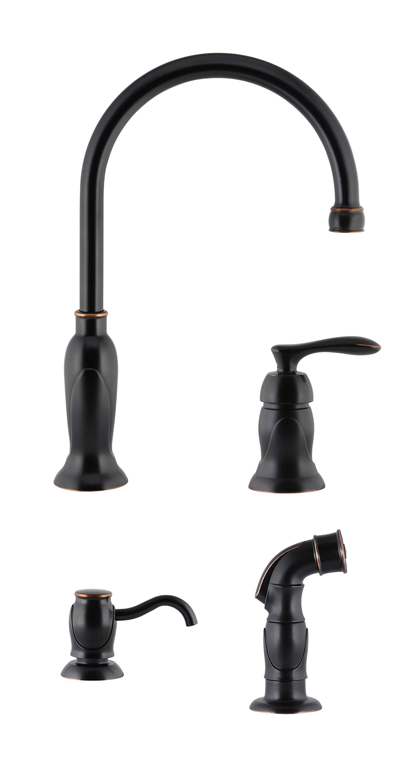 Design House 525790 Oil Rubbed Bronze Kitchen Faucet with Pull-Down Sprayer & Built-In Soap Dispenser - 9.75