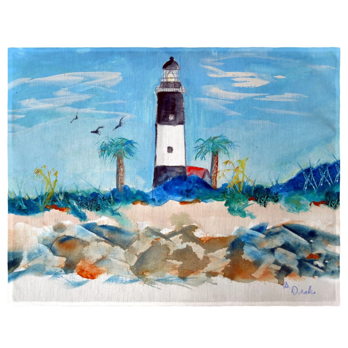 Betsy Drake PM1121 Tybee Lighthouse Georgia Placemats - Set of 4 Coastal-Themed Table Mats for Kitchen & Dining Room Decor