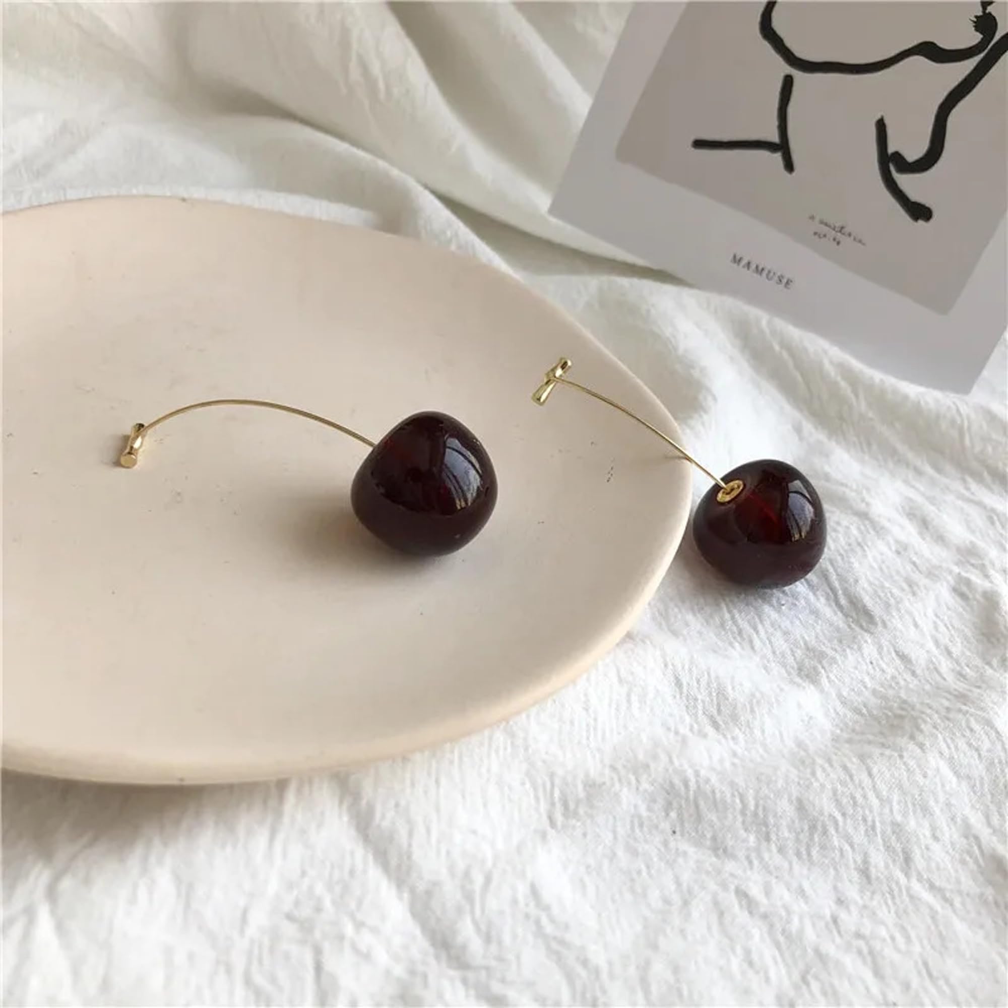 Red Cherry Gold Plated Dangle Earrings for Women - Fashion Frill Drop Earrings for Girls, Perfect Gift for Her - Elegant Jewelry for Parties, Dating & Special Occasions