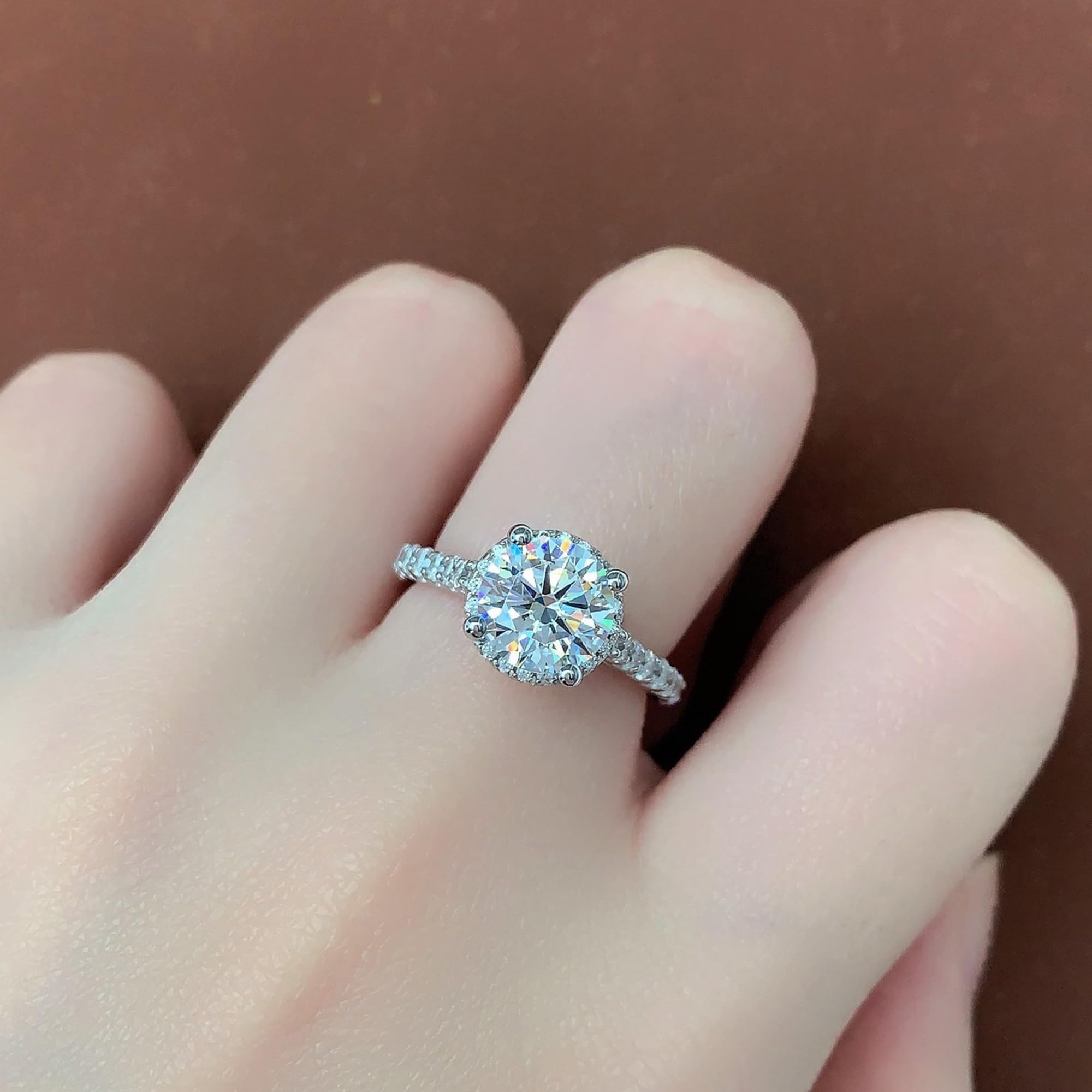 14K Moissanite Engagement Rings for Women - 2ct Round Cut Solitaire Ring in Solid 14K Gold | Perfect for Proposals, Anniversaries & Bridal Jewelry