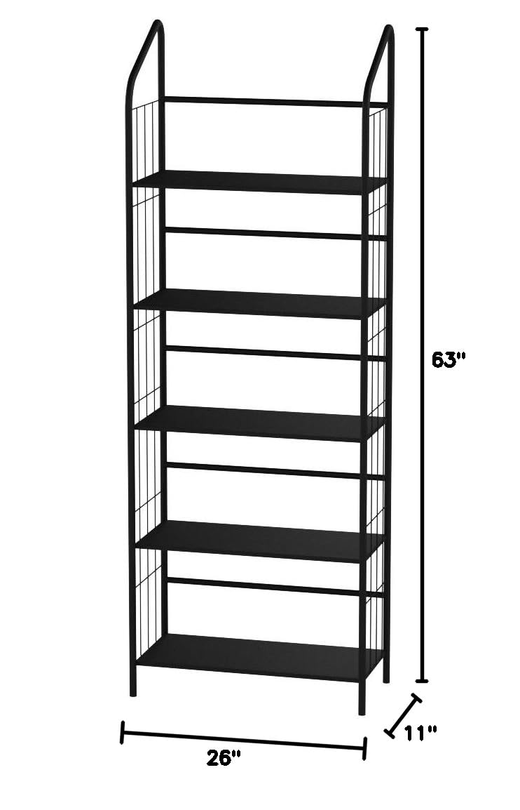 5-Tier Black Metal Outdoor Patio Plant Stand - Garden Shelf Organizer for Flowers, Herbs & Decor | Perfect for Balcony, Deck & Backyard Gardening