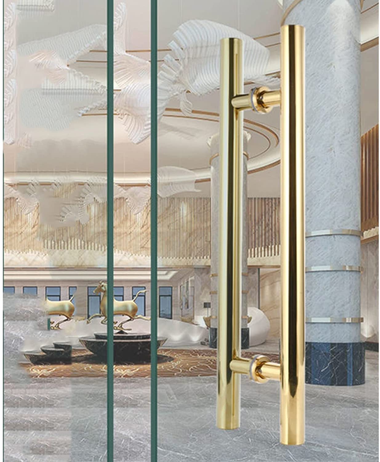 Round H-Type Door Pull Handle - Brushed Nickel & Gold Stainless Steel Sliding Barn Door Hardware - Indoor/Outdoor Use for Gates, Closets & Cabinets - Includes Screws (80cm/31.5inch) - Perfect for Farmhouse, Rustic & Modern Home Decor