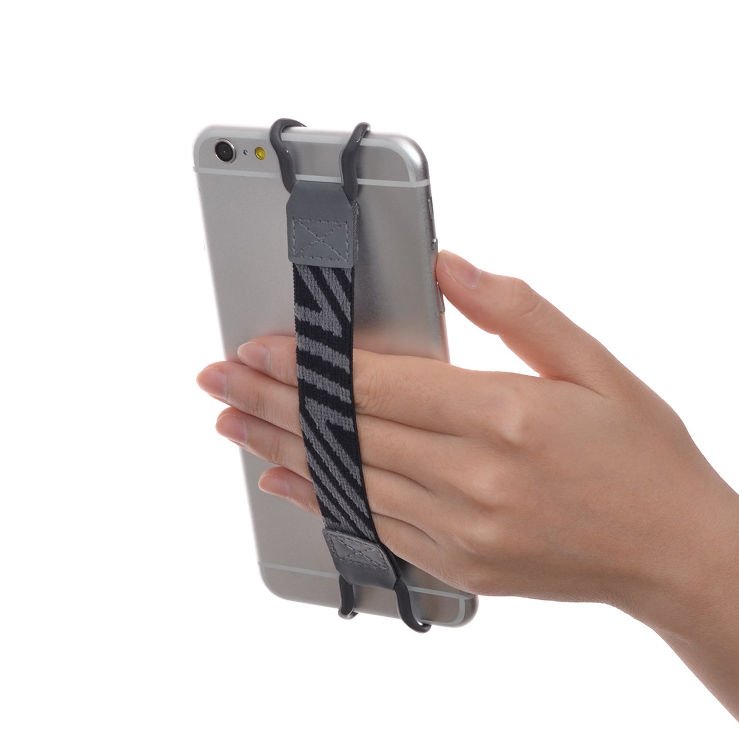 TFY Security Phone Hand Strap Holder - Compatible with iPhone 16 Pro Max, 15 Pro, 14 Plus, 13, 12 Pro, 11, XS, XR, X, 8 Plus, 7, SE & Samsung Galaxy S24, S23 - Anti-Slip Grip for Secure Phone Holding (Grey) - Perfect for Running, Hiking, Travel & Outdoor Activities